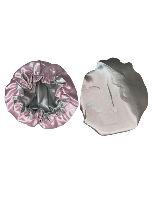 Gorro rosa y gris